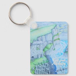 Moody cliffside ruin key ring
