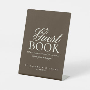 Moody Coffee Wedding Guest Book Tabletop sign