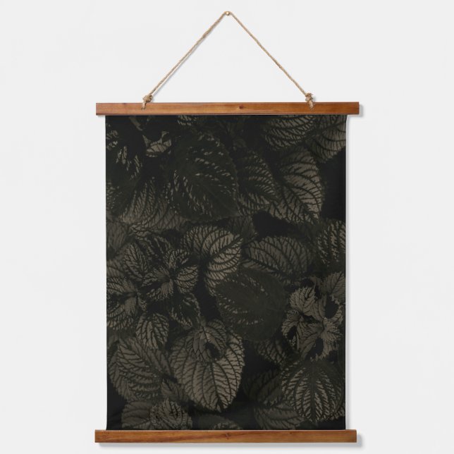 Moody Coleus Plant Art Wood Scroll Banner Hanging Tapestry (Front)