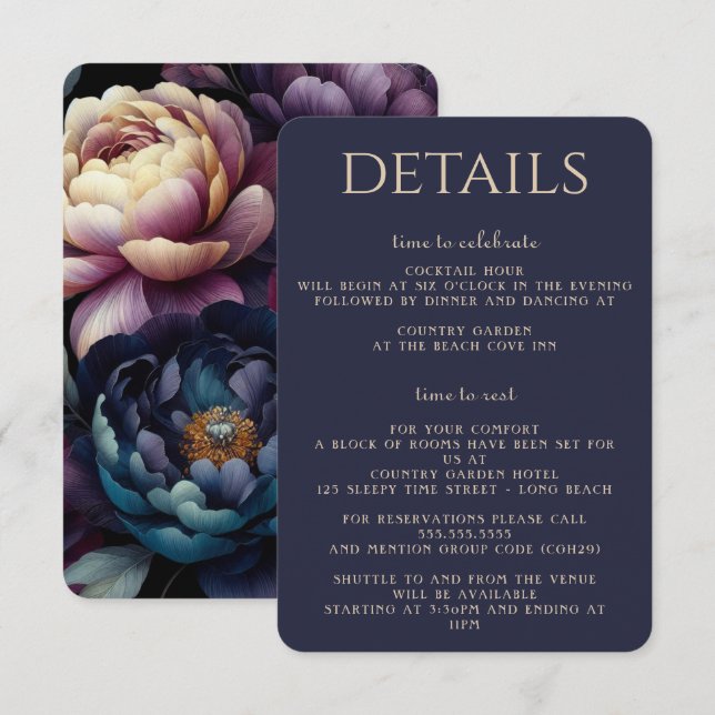 Moody Colourful Floral Enclosure Card (Front/Back)