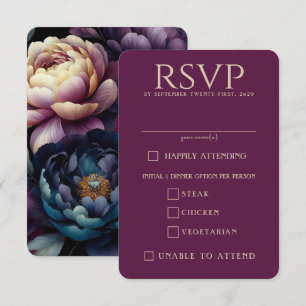 Moody Colourful Floral Food Choices RSVP Card