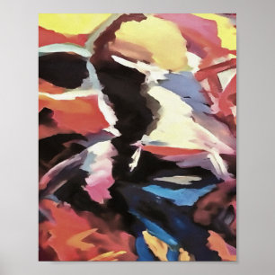 Moody Cow Multicolored Abstract Painting Poster