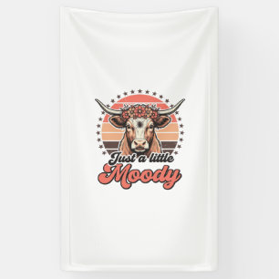Moody Cow Retro Sunset Vintage Engraving Design_1 Banner