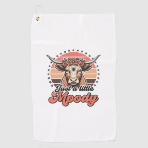 Moody Cow Retro Sunset Vintage Engraving Design_1 Golf Towel