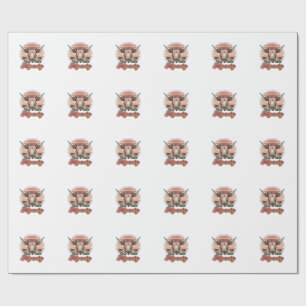 Moody Cow Retro Sunset Vintage Engraving Design_1 Wrapping Paper
