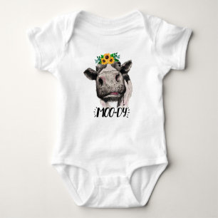 Moody Cow Themed Clothes For Newborn Baby, Cow Baby Bodysuit