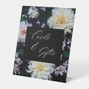 Moody Dahlia Floral Cards and Gifts Pedestal Sign