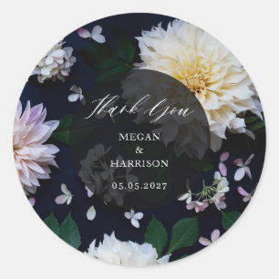 Moody Dahlia Floral Classic Round Sticker