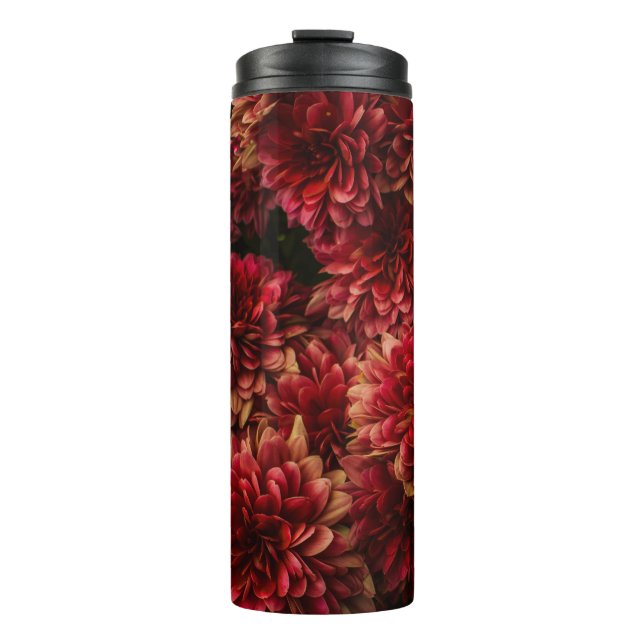 Moody Dahlia Flowers Dark Texture Thermal Tumbler (Front)