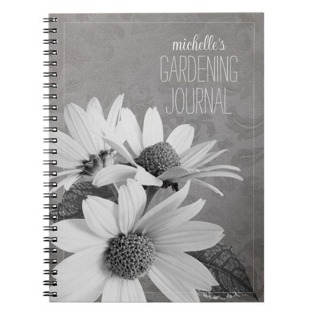 Moody Daisy Personalised Garden Journal Note Book (Front)