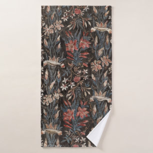 Moody Dark Academia Botanical Lily Wall Art Bath Towel Set
