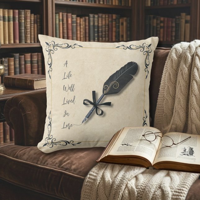 Moody Dark Academia Vintage Book Style Reading Cushion (Upgrade your study or library with the ultimate moody intellectual statement piece)