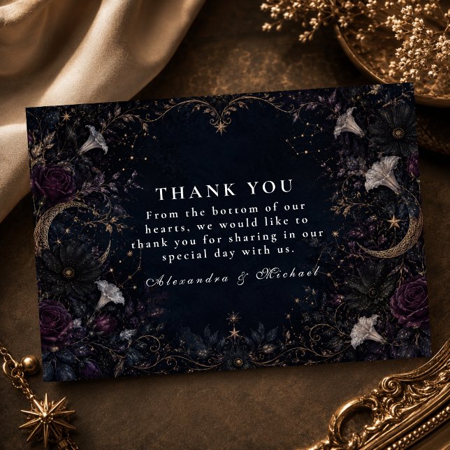 Moody Dark Celestial Wedding Thank You Card (Creator Uploaded)