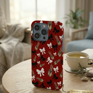 Moody Dark Coquette Red Candle and Bow Case