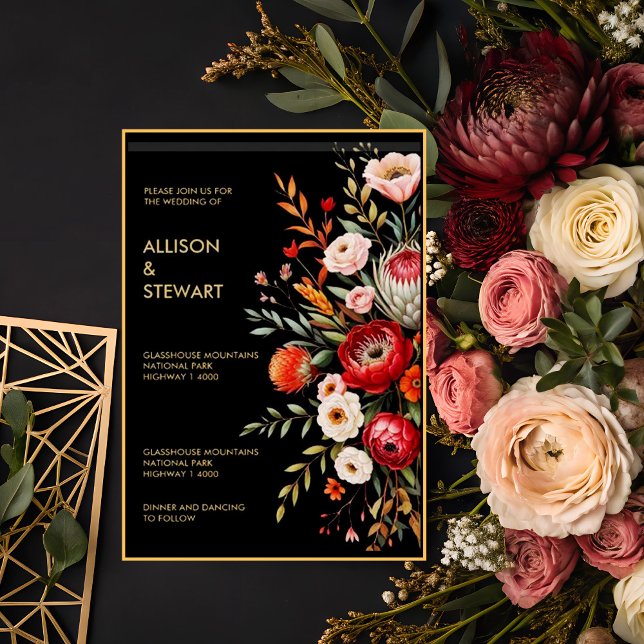 Moody Dark Floral Botanical Elegance Wedding Invitation (Creator Uploaded)