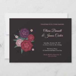Moody Dark Floral Romantic Wedding Invitation
