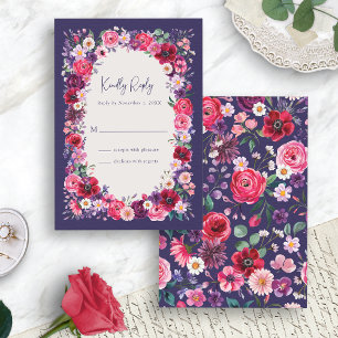 Moody Dark Floral RSVP Card