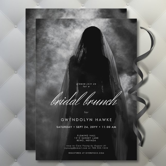 Moody Dark Ghost Bride in Mist Bridal Brunch Invitation (Moody Dark Ghost Bride in Mist Bridal Brunch Invitation)