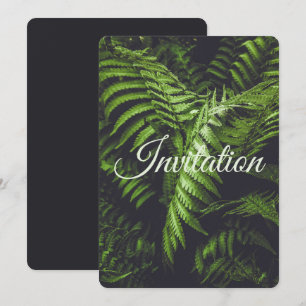 Moody Dark Green Fern Woodland Wedding Holiday Card