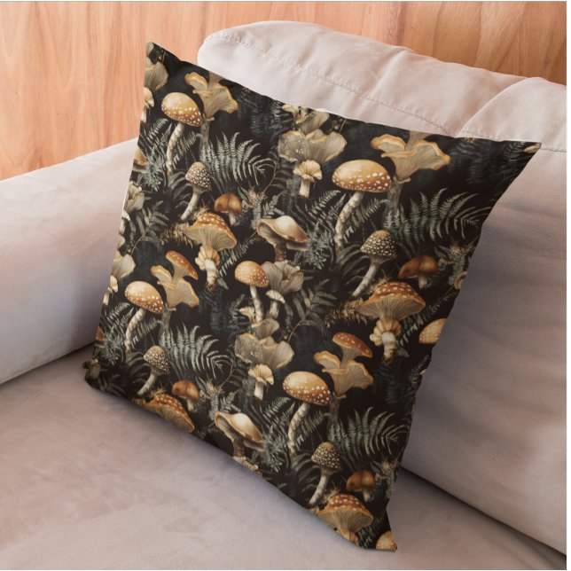 Moody Dark Mushroom Forest Goblincore Cushion (Creator Uploaded)
