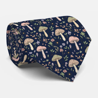 Moody Dark Navy Fungi | Formal Wedding Groomsmen Tie