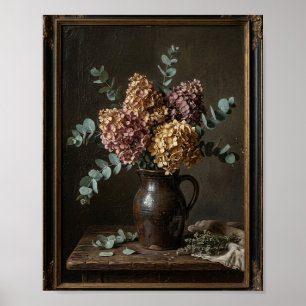 Moody Dark Plum Dahlia Hydrangea II Poster