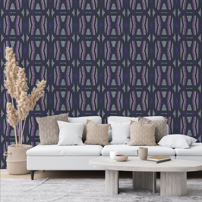 Moody Dark Purple Medium Grey Bohemian Art Pattern Wallpaper (Creator Uploaded)