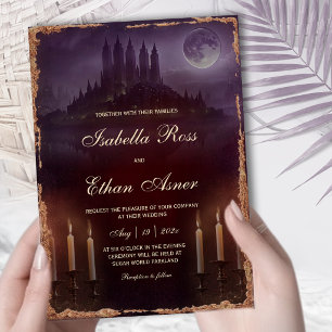 Moody Dark Romance Wedding  Burgundy Velvet Invitation