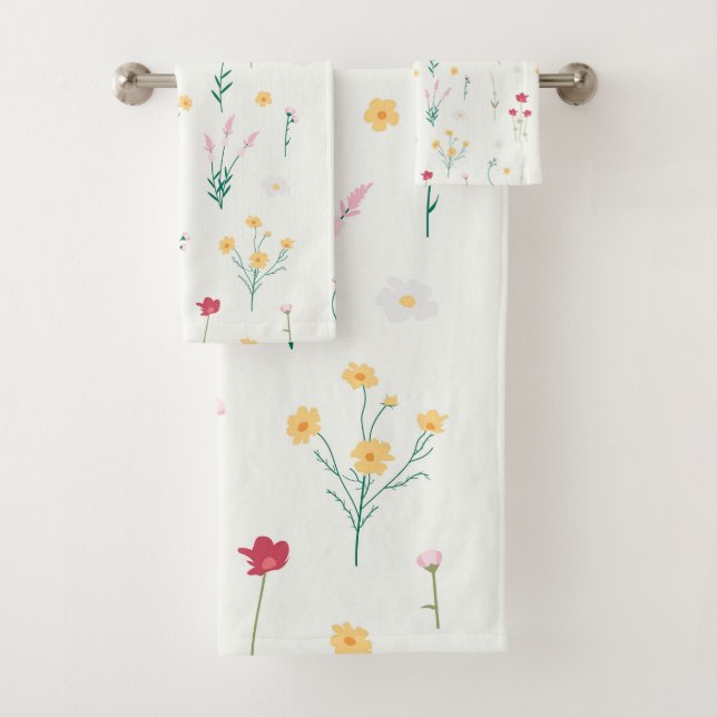 Moody Dark Victorian Botanical Floral Pattern Bath Towel Set (Insitu)
