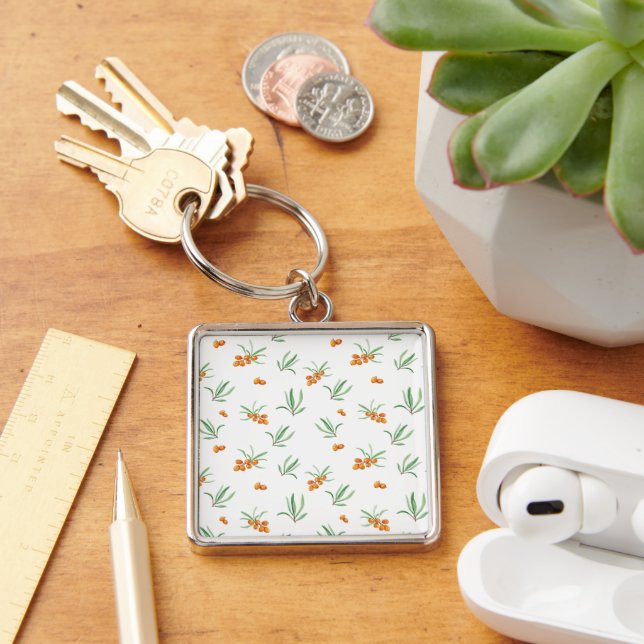Moody Dark Victorian Botanical Floral Pattern Key Ring (Desk)