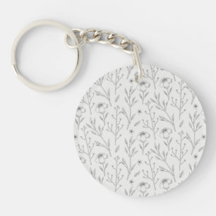 Moody Dark Victorian Botanical Floral Pattern Key Ring