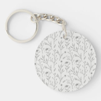 Moody Dark Victorian Botanical Floral Pattern Key Ring