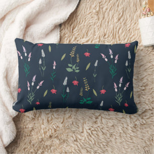 Moody Dark Victorian Botanical Floral Pattern Lumbar Cushion