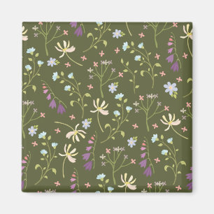 Moody Dark Victorian Botanical Floral Pattern Magnet