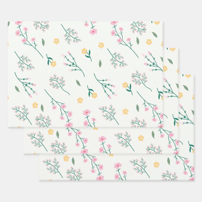 Moody Dark Victorian Botanical Floral Pattern Wrapping Paper Sheet (Set)