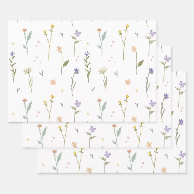 Moody Dark Victorian Botanical Floral Pattern Wrapping Paper Sheet (Set)