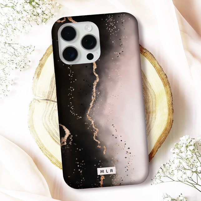 Moody Dusty Pink Ombre Gradient Modern Monogrammed Case-Mate iPhone Case (Protect your phone in style with this elegant "Ethereal Mist" monogrammed iPhone case)