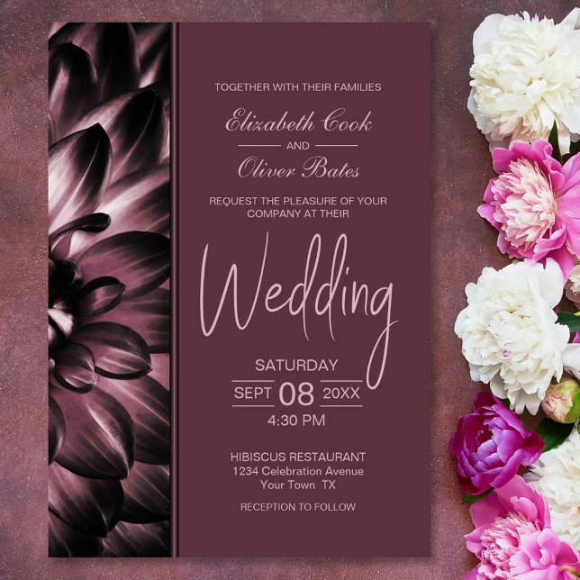 Moody Dusty Rose Floral Wedding Invitation (Creator Uploaded)