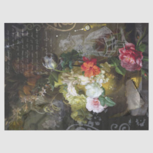 Moody Dutch Floral French Ephemera Decoupage Tissue Paper