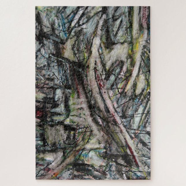 Moody Dynamic Modern Monochrome Abstract Jigsaw Puzzle (Vertical)