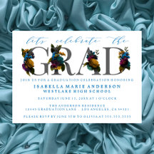 MOODY ELEGANT FLORAL GRADUATION PARTY INVITATION