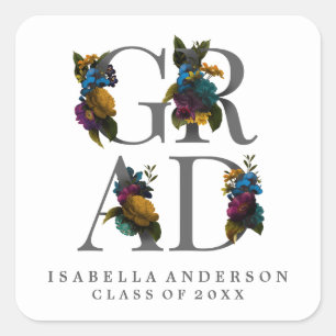 MOODY ELEGANT FLORAL GRADUATION STICKER