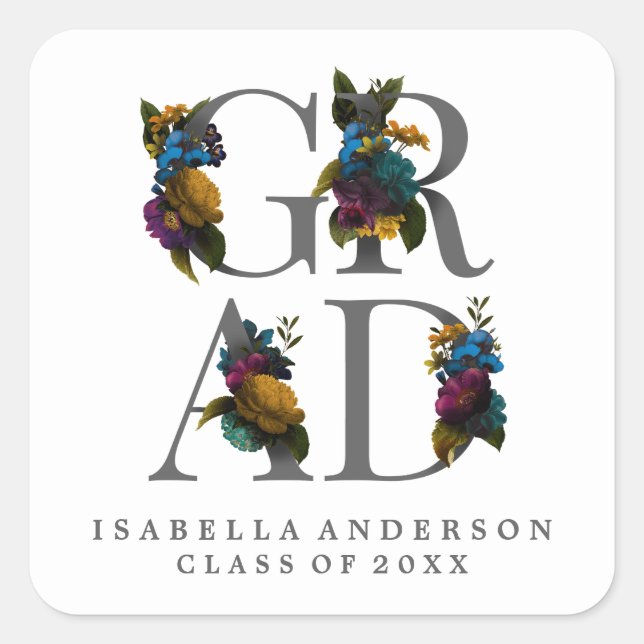 MOODY ELEGANT FLORAL GRADUATION STICKER (Front)