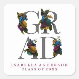 MOODY ELEGANT FLORAL GRADUATION STICKER