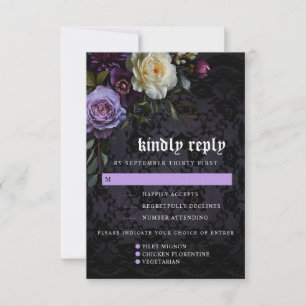 Moody Elegant Purple Gothic Garden Meal Options RSVP Card