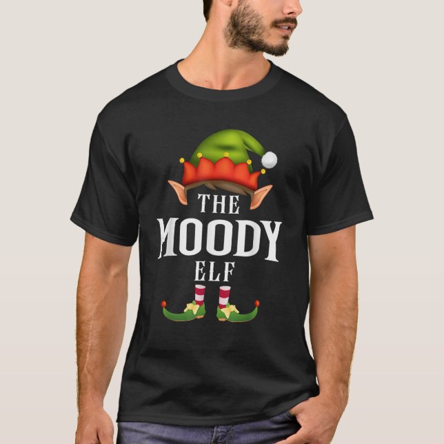 Moody Elf Group Funny Christmas Pajama Party  T-Shirt (Front)
