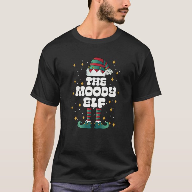 Moody Elf Xmas Team Group Christmas Matching Famil T-Shirt (Front)