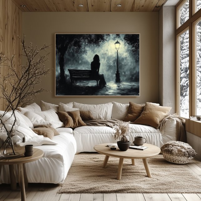 Moody Evening Silhouette with Lamp Post - Charcoal Poster (Creator Uploaded)