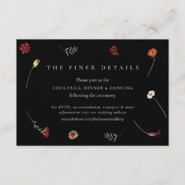 Moody Fall Autumn Wildflower Wedding Details Enclosure Card