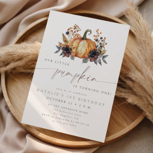 Moody Fall Floral 1st Birthday Party Invitation